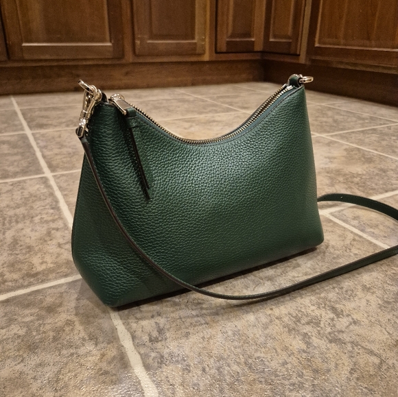 Kate Spade New York Green Pebbled Leather Shoulder Bag With Gold Chain Accent - Picture 6 of 12